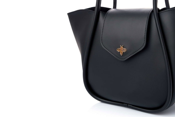 Lucky Bees Greta - Bolso de Hombro Negro en Cuero de Polivinilo